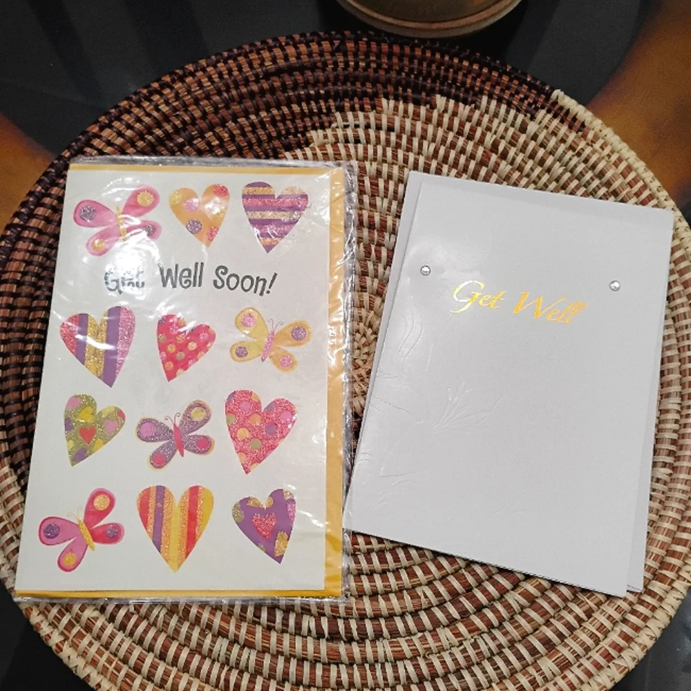 2 Get Well Soon Greeting Cards NEW